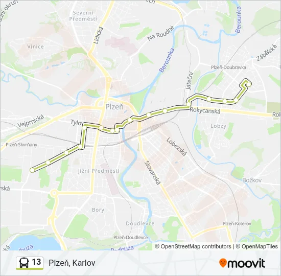 13 Trolleybus Line Map