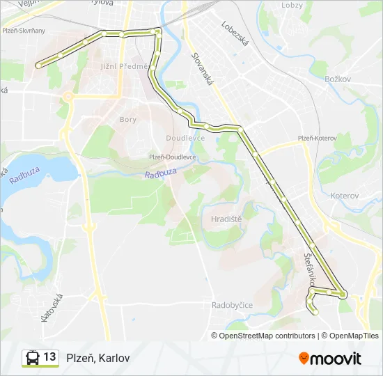 13 Trolleybus Line Map