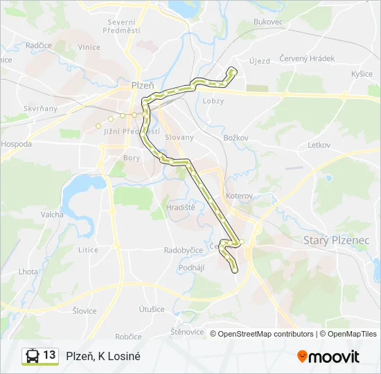 13 Trolleybus Line Map