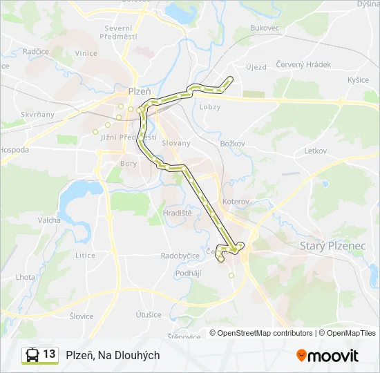 13 Trolleybus Line Map