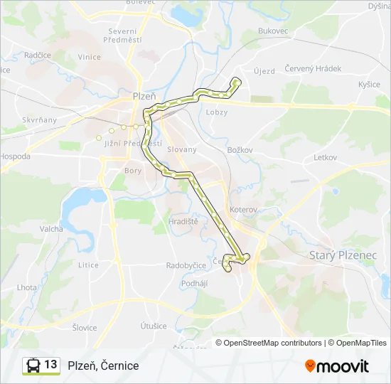 13 Trolleybus Line Map
