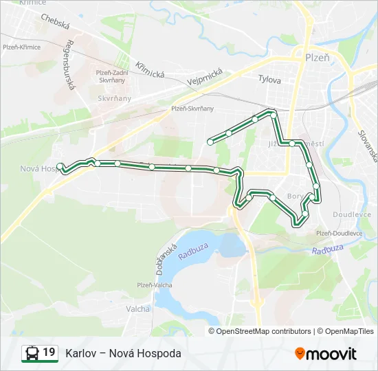 19 Trolleybus Line Map