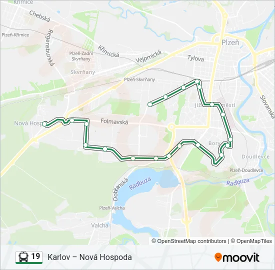 19 Trolleybus Line Map