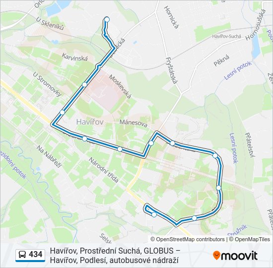 Автобус 434: карта маршрута
