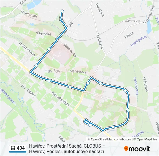 434 Bus Line Map