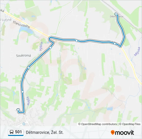 501 Bus Line Map