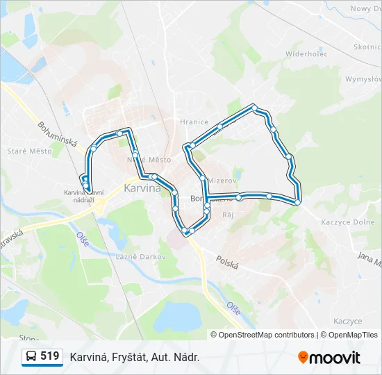 Автобус 519: карта маршрута