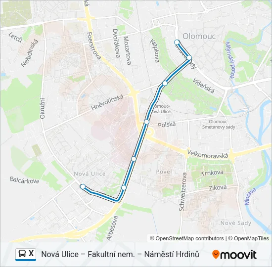 X Bus Line Map