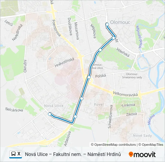 X Bus Line Map