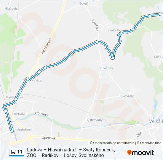 Автобус 11: карта маршрута