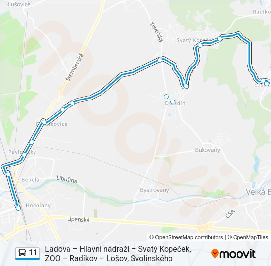 Автобус 11: карта маршрута