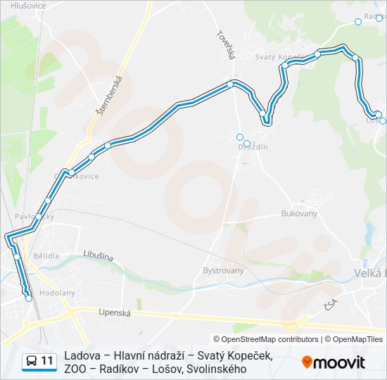 Автобус 11: карта маршрута