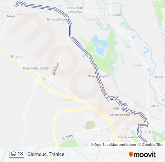 Автобус 18: карта маршрута