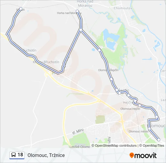 Автобус 18: карта маршрута