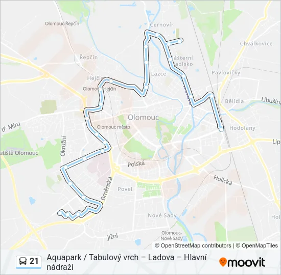 Автобус 21: карта маршрута