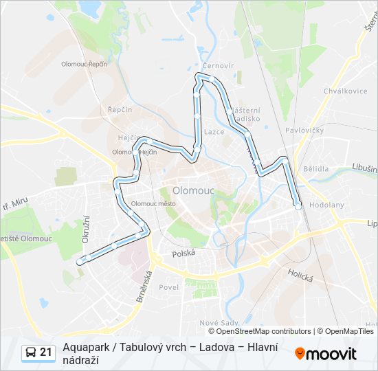 Автобус 21: карта маршрута