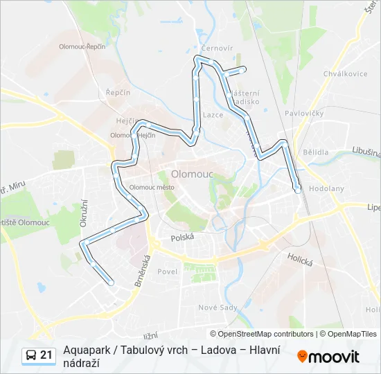 Автобус 21: карта маршрута
