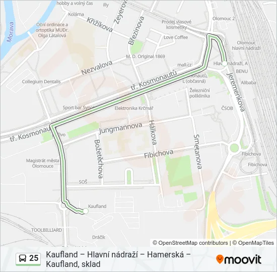 Автобус 25: карта маршрута