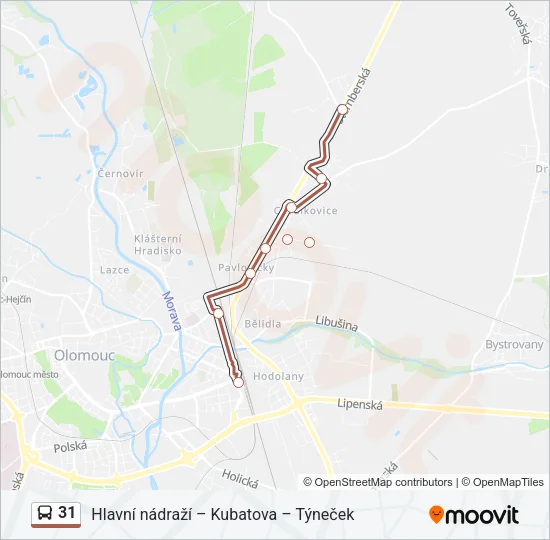 Автобус 31: карта маршрута