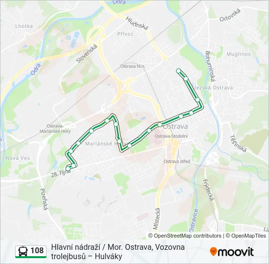 108 Trolleybus Line Map