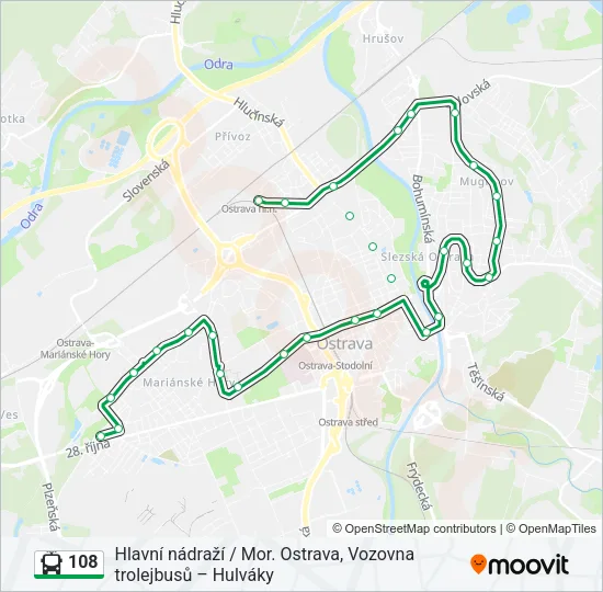 108 Trolleybus Line Map