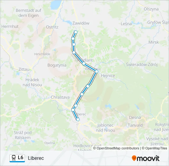 Поезд L6: карта маршрута