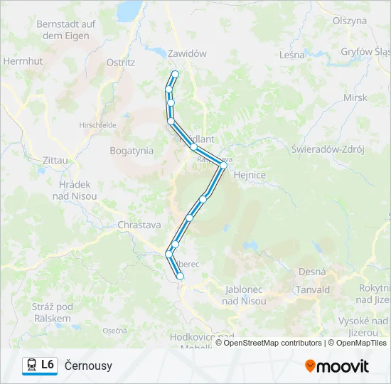Поезд L6: карта маршрута