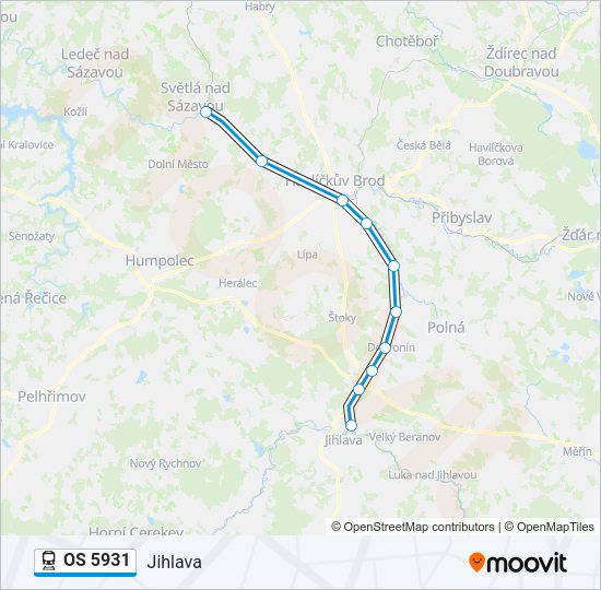 Поезд OS 5931: карта маршрута