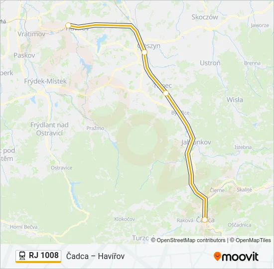 RJ 1008 Train Line Map