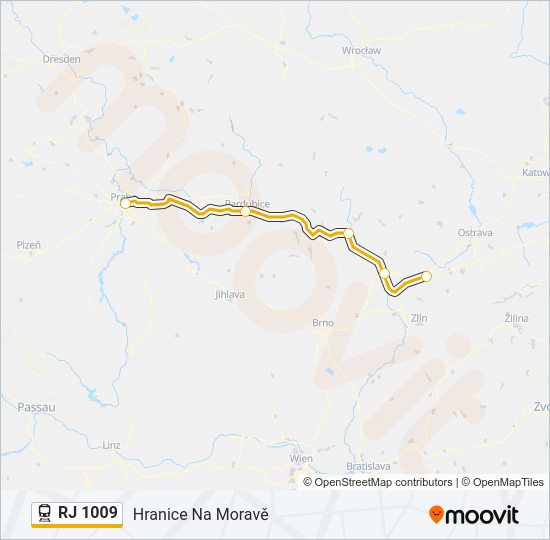 RJ 1009 Train Line Map