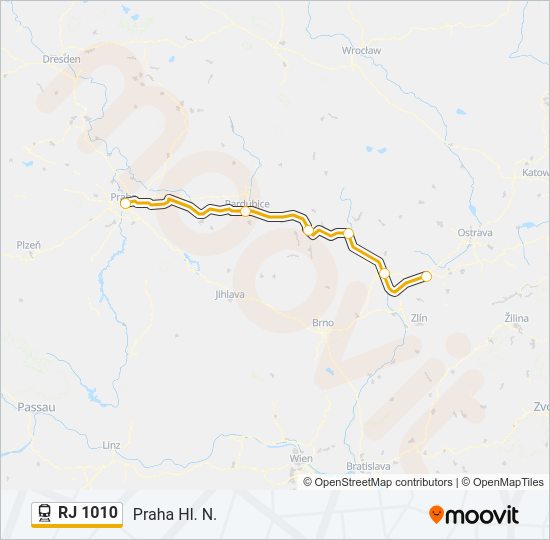 RJ 1010 Train Line Map