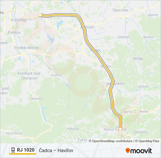 RJ 1020 Train Line Map