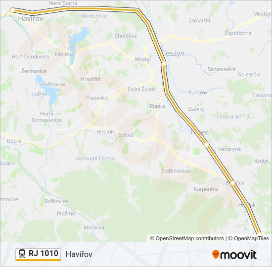 RJ 1010 Train Line Map