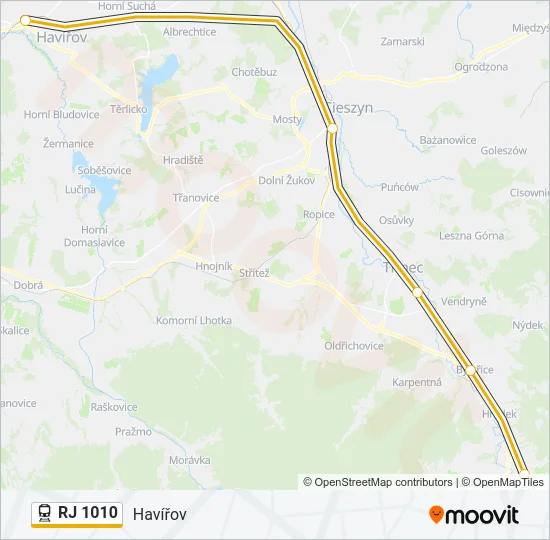 RJ 1010 Train Line Map