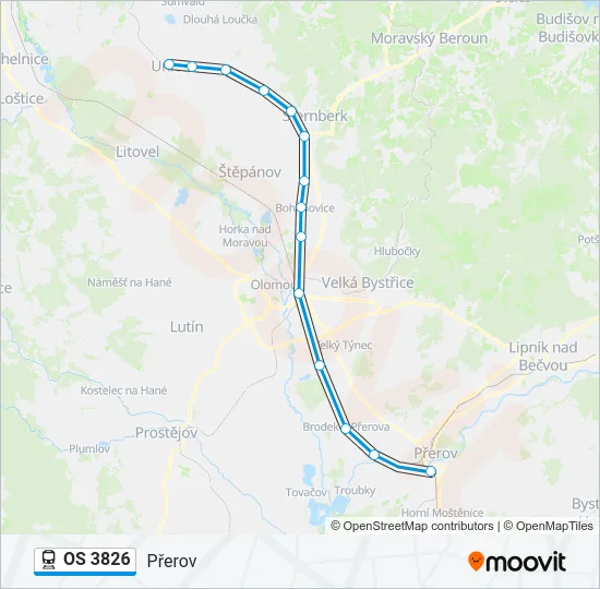 Поезд OS 3826: карта маршрута