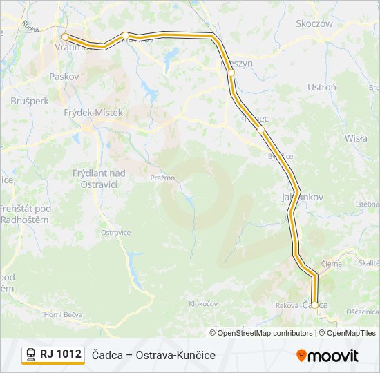 Поезд RJ 1012: карта маршрута