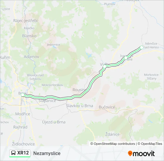 XR12 Bus Line Map