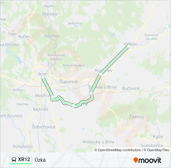 XR12 Bus Line Map