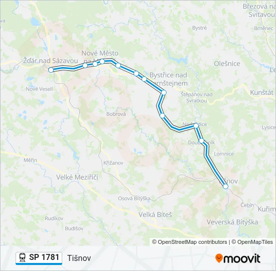 Поезд SP 1781: карта маршрута