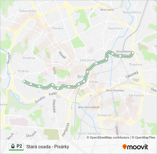 Трамвай P2: карта маршрута