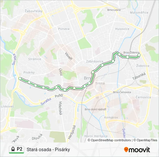 Трамвай P2: карта маршрута