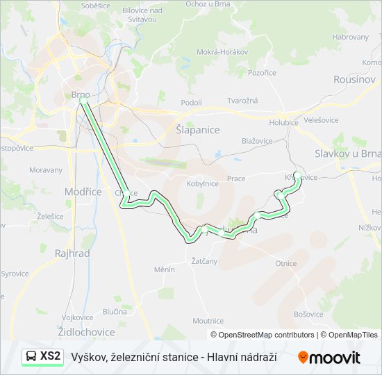 Автобус XS2: карта маршрута