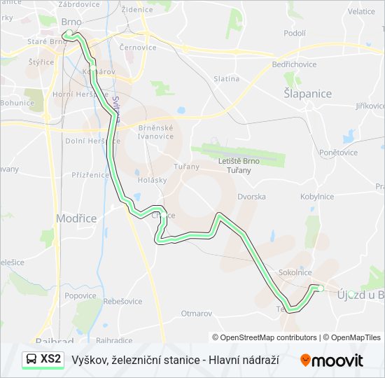Автобус XS2: карта маршрута