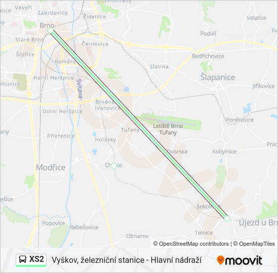 Автобус XS2: карта маршрута
