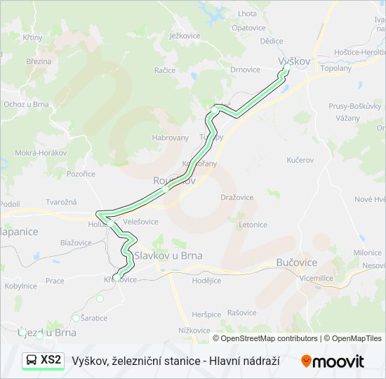 Автобус XS2: карта маршрута