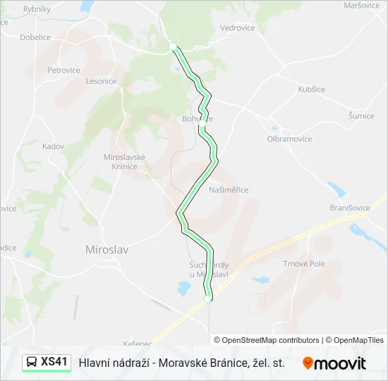 Автобус XS41: карта маршрута
