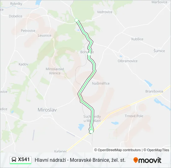 Автобус XS41: карта маршрута