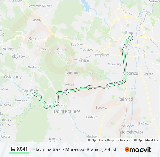 Автобус XS41: карта маршрута