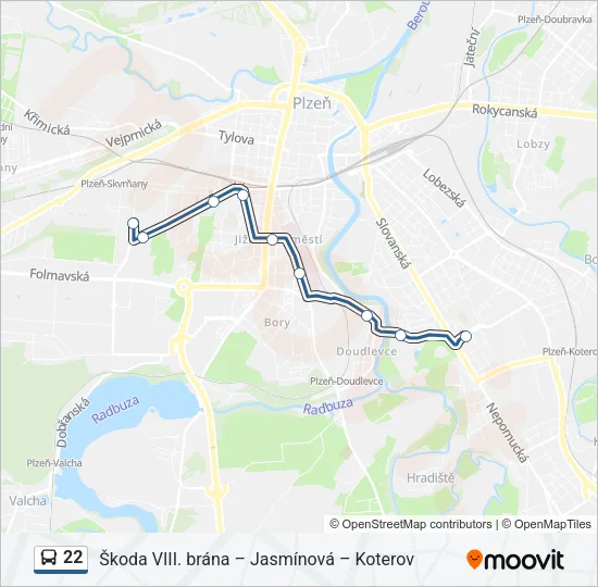 Автобус 22: карта маршрута