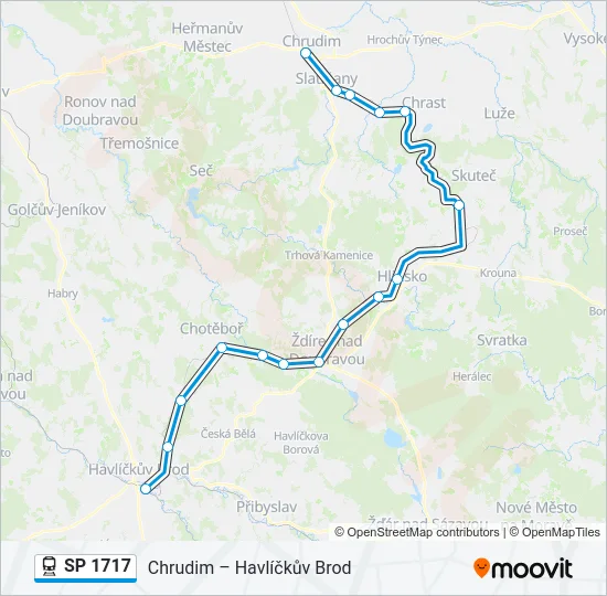 Поезд SP 1717: карта маршрута